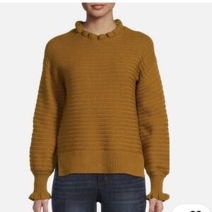EUC MADEWELL Ruffle Merino Wool
Blend Sweater Antique Gold